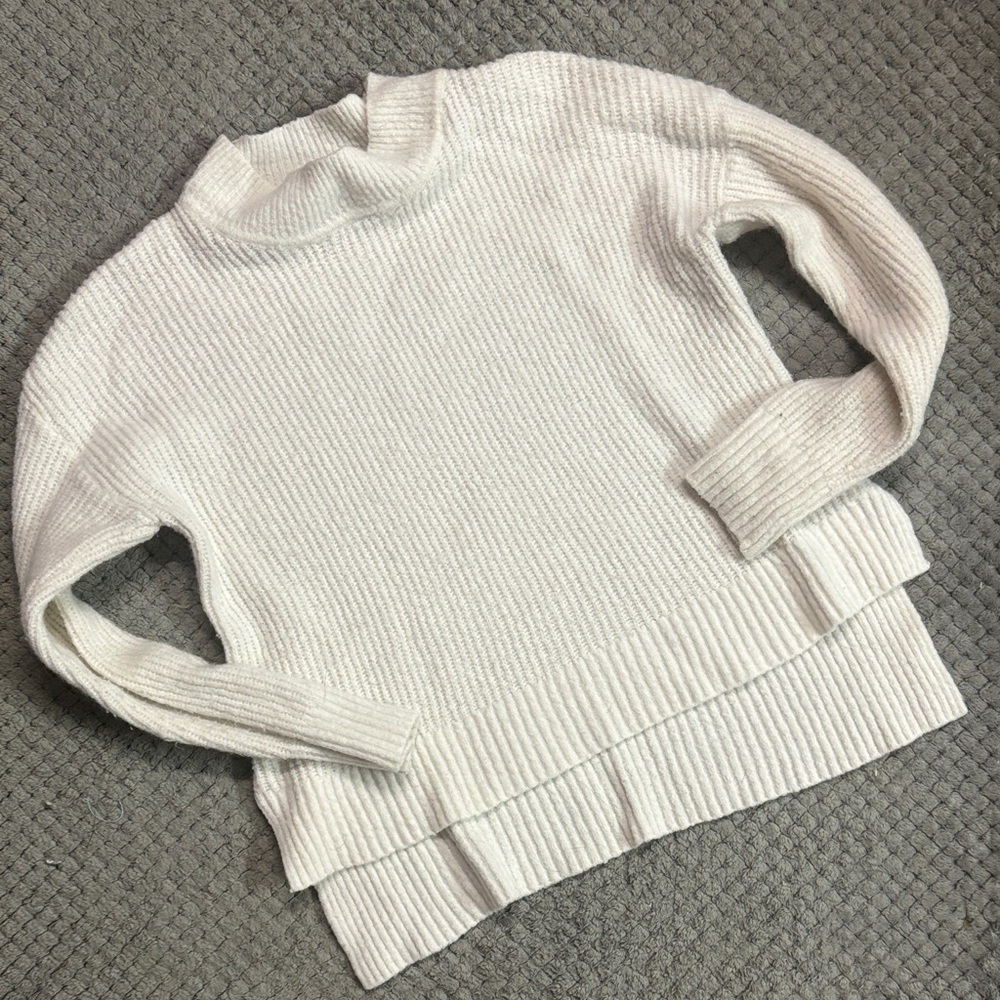 Ambiance Cream Ribbed Turtleneck Sweater